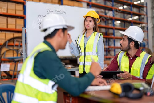 Preview: Group of worker in the warehouse factory
