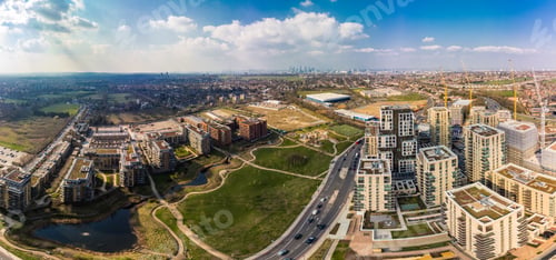 Preview: Aerial drone panoramic image of Kidbrooke Village, London