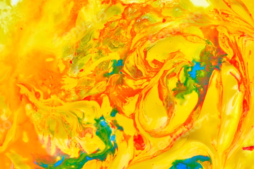 Preview: Closeup of yellow abstract oil painted waves - perfect for wallpapers