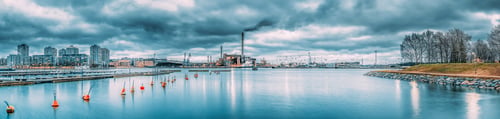 Preview: Helsinki, Finland. Panoramic Evening View Of Houses In Merihaka