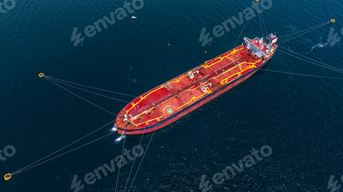 Preview: Aerial view crude oil tanker ship and tugboat, Global business import export freight shipping