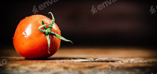 Preview: Fresh tomatoes. On wooden table.