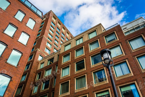 Preview: Looking Up At Apartment Buildings In Boston, Massachusetts.