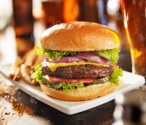 Preview: burger with fries and beer