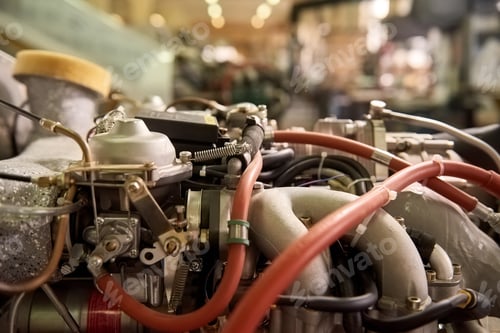 Preview: Aircraft engine close up.