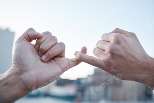 Preview: Hands, pinky finger and promise, trust and support for solidarity, cooperation and deal on mockup s