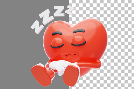 Preview: Peacefully Sleeping Heart Character 3D Illustration