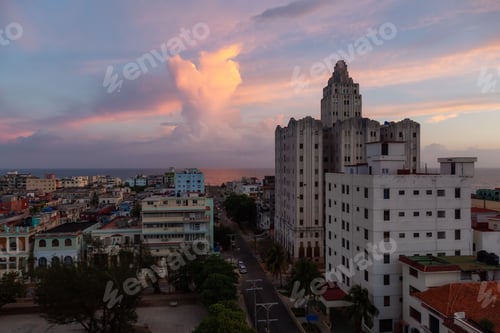 Preview: Aerial view of the residential neighborhood in the Havana City, Capital of Cuba