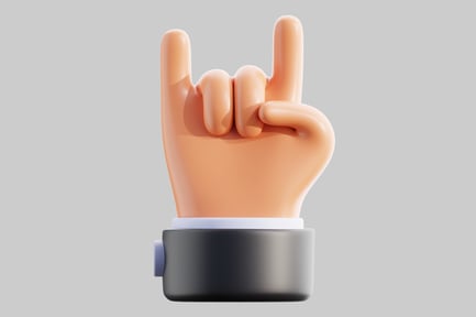 Preview: Hand gesture with index and pinky fingers raised.