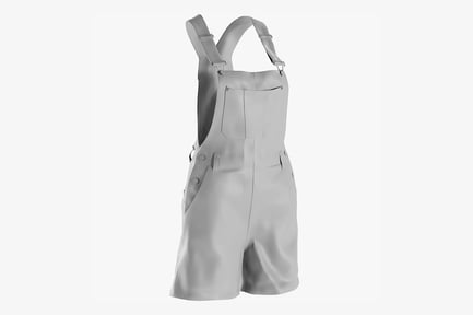 Preview: Women's Denim Overalls Shorts with Straps and Pocket
