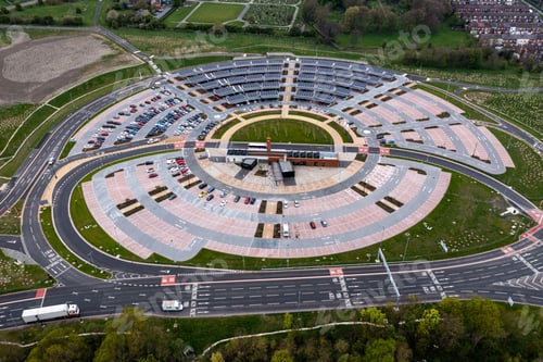 Preview: Aerial view of Stourton park and ride with bus services into Leeds city centre for commuters
