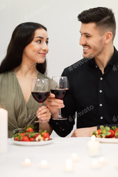 Preview: Portrait of lovers celebrating anniversary or St. Valentines Day