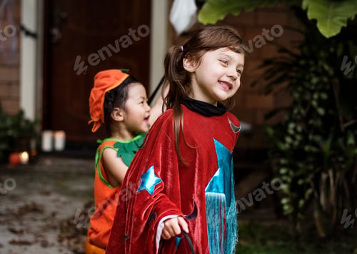 Preview: Young kids trick or treating during Halloween
