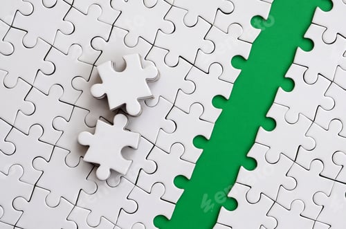 Preview: The green path is laid on the platform of a white folded jigsaw puzzle