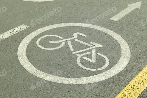 Preview: Bicycle lane sign on the asphalt road