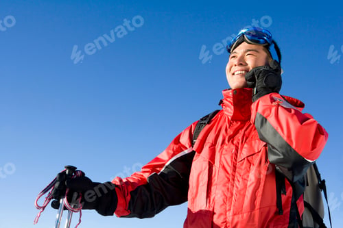 Preview: Man Enjoying Winter Sports, Talking on Cellphone