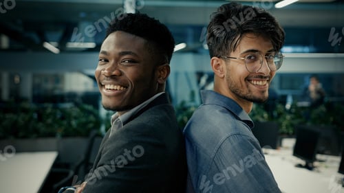 Preview: Business colleagues diverse ethnic multiracial men African man and Indian male businessman