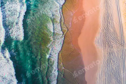 Preview: Drone view of the beautiful beach with crystal clear water