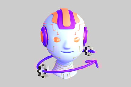 Preview: Cartoon robot head with arrow gear