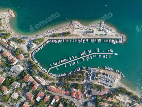 Preview: Aerial view of the coastline against the sea of Crikvenica, Croatia