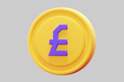 Preview: Golden Coin with Deep Purple Pound Sign