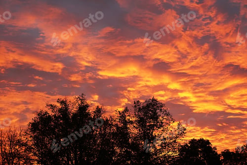 Preview: flaming sky with orange clouds