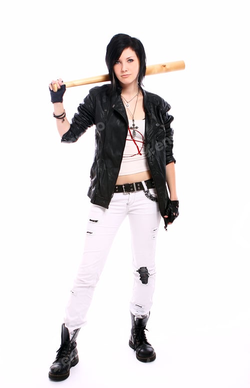 Preview: Young punk girl with baseball bat