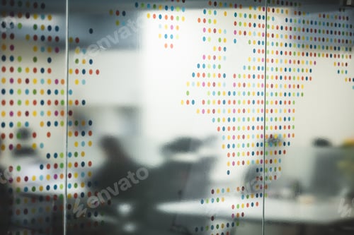 Preview: Colorful Dots Decorating Modern Office Glass Wall