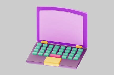 Preview: Laptop with multicolored keyboard and blank screen