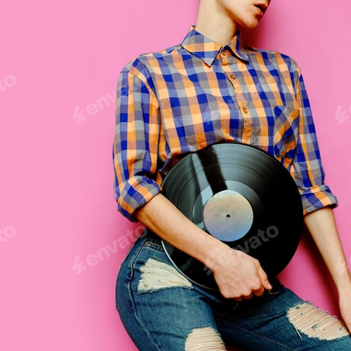 Preview: Country style fashion. Fashion Accessory Vinyl. Plaid shirt and
