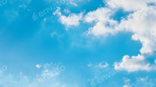 Preview: Blue sky with white fluffy cloud. Cumulus clouds background.