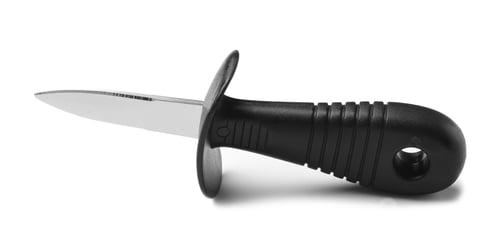 Preview: Stainless steel oyster knife with plastic handle isolated on white