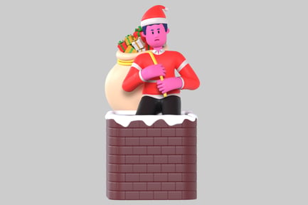 Preview: Santa Claus coming down the chimney