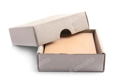 Preview: Hand made soap bar in cardboard package on white background