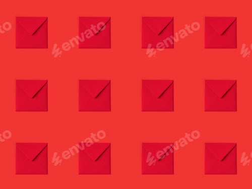 Preview: pattern made from decorative red envelopes isolated on red