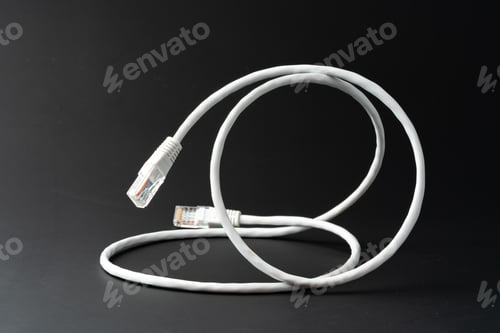 Preview: Network cable on black background studio shot