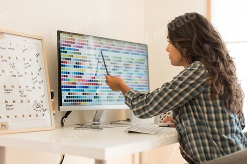 Preview: Woman picking colors for design