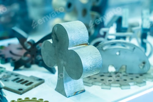 Preview: The Casting Iron Parts In The Light Blue Scene. The Products Of Die Casting Process.