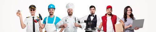 Preview: Different employees with symbols of professions