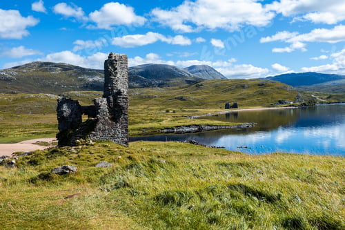 Preview: Famous ruins of Ardvreck Castle in the North Coast of Scotland