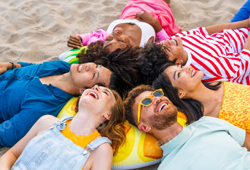 Preview: Group of young best friends bonding outdoors