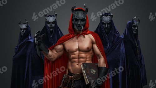 Preview: Five cultists with horned masks and dark robes