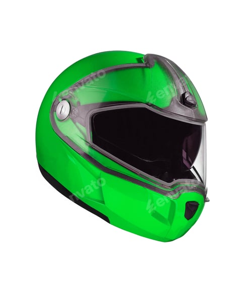 Preview: green shiny motorcycle helmet Isolated