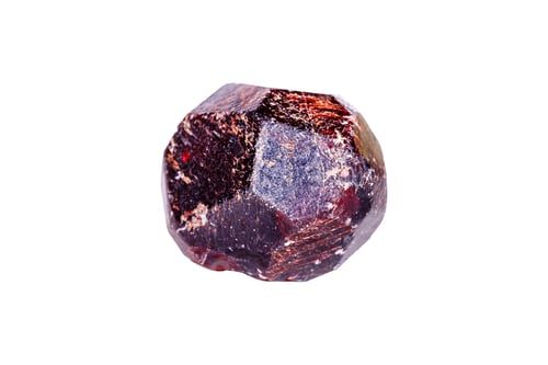 Preview: Macro of a mineral garnet stone on a white background