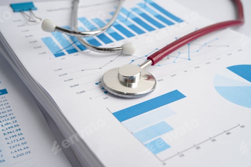 Preview: Stethoscope on spreadsheet paper, Finance, Account, Statistics, Investment, Analytic research