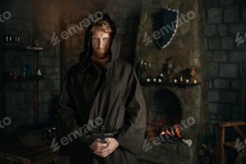 Preview: Medieval monk standing in cathedral