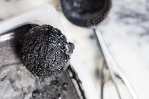 Preview: Scoops of Homemade Black Charcoal Coconut Ice Cream