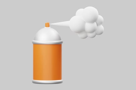 Preview: Orange aerosol spray can with mist