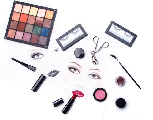 Preview: Face charts and different makeup objects and cosmetics