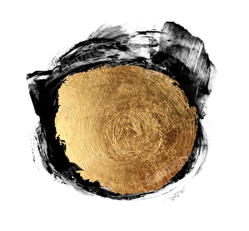 Preview: Gold and black color smear brushstroke stain blot on white background. Abstract Painting texture.